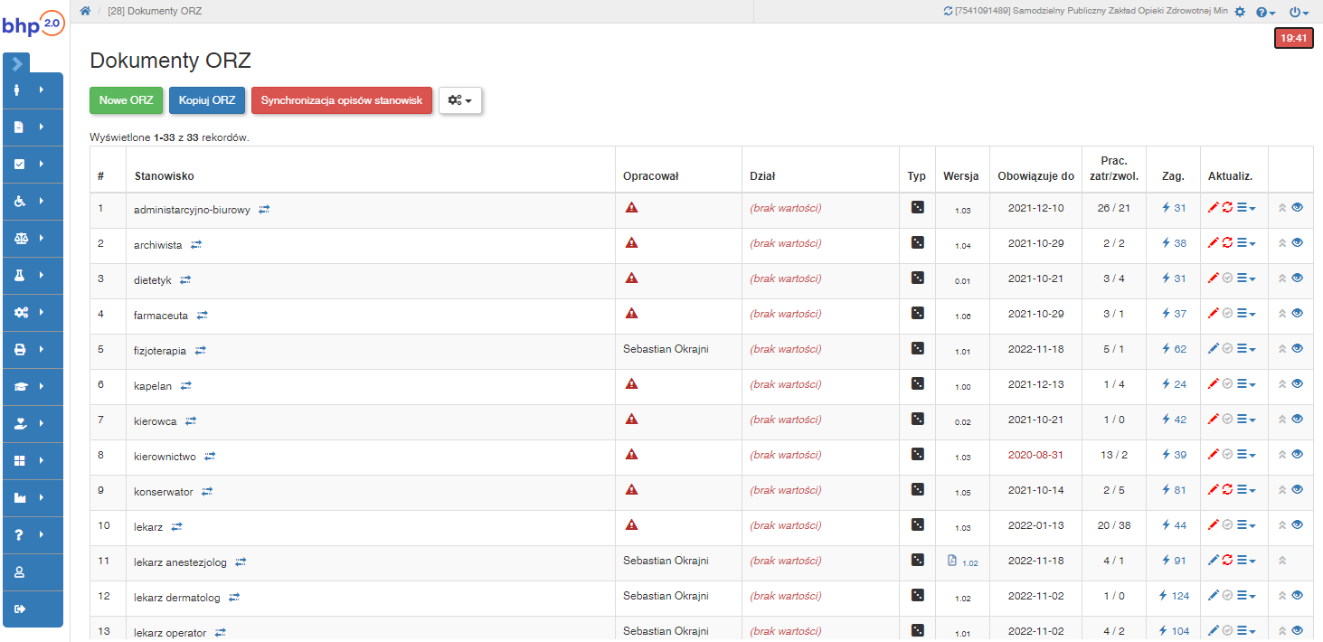 Moduł Oceny Ryzyka Zawodowego