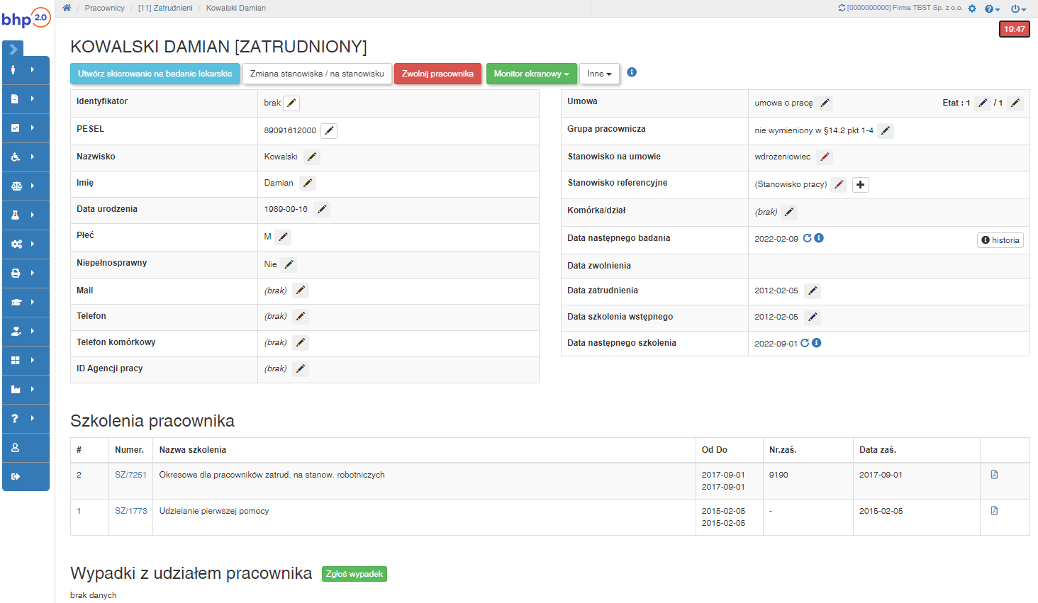 Kartoteka pracownicza